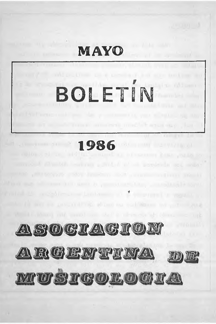 Ver Vol. 1 Núm. 1 (1986): Boletín - Mayo